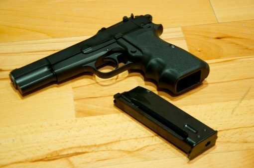 My WE Hi-Power. No hop-up, loads of presence.